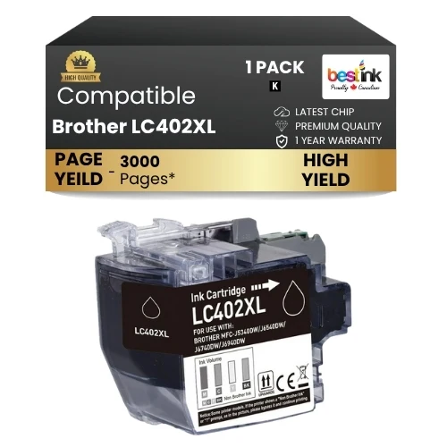 Brother LC402XL Compatible Ink Cartridge Black ( 1 Pack ) High Yield