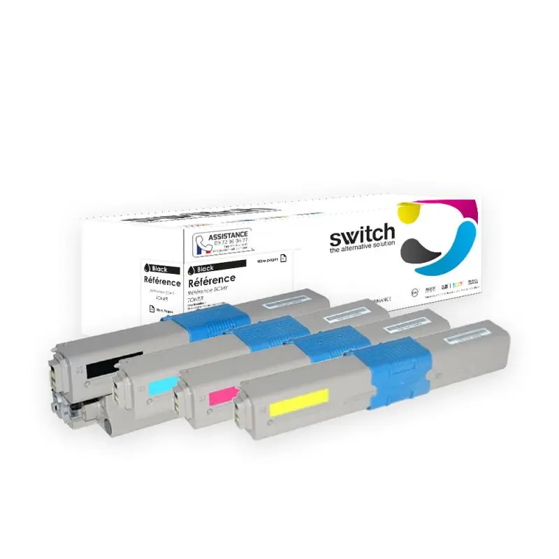 OKI C332 Toner Pack 4 Couleurs compatible équivalent à 46508712, 46508711, 46508710 · Switch