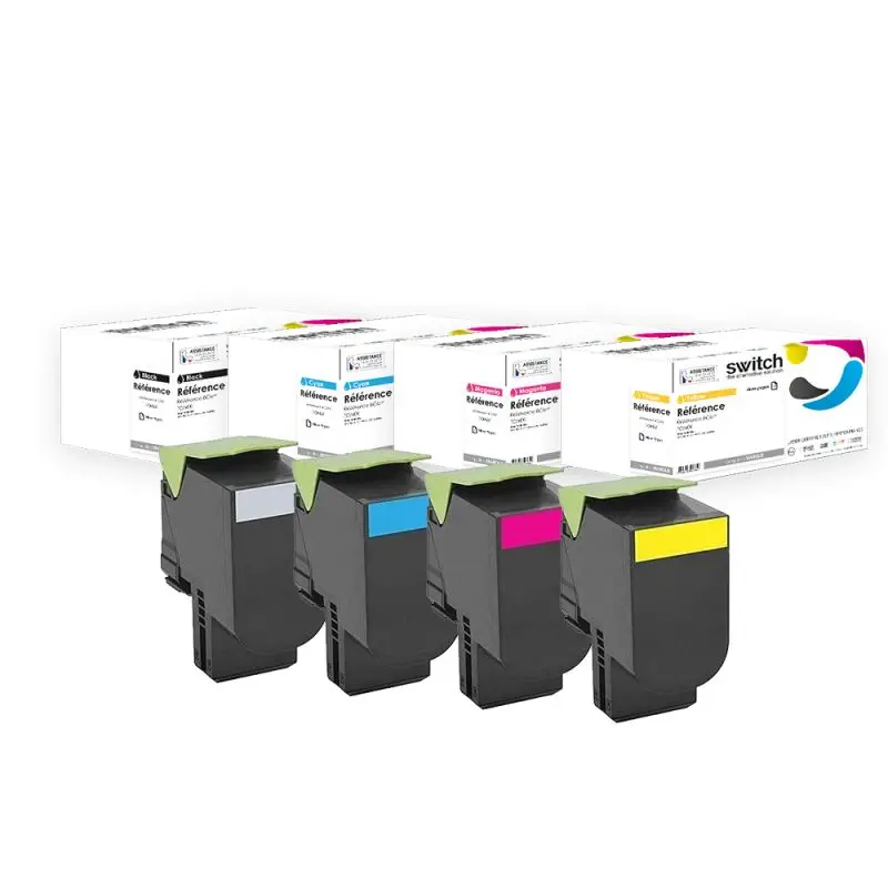 Lexmark 802H Toner Pack 4 Couleurs compatible équivalent à 80C2HK, 80C2HC, 80C2HM · Switch