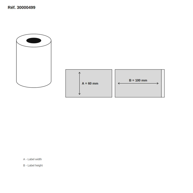 Étiquettes balance Digi 60x100 mm blanc - boîte de 6 rouleaux (1 000 étiq./rouleau) - Réf. 30000499