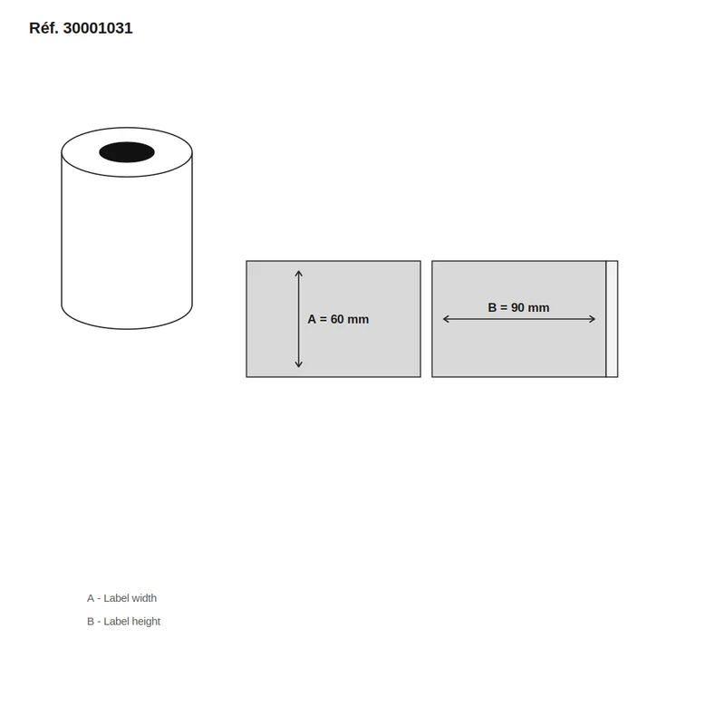 Étiquettes balance Digi 60x90 mm blanc - boîte de 6 rouleaux (2 000 étiq./rouleau) - Réf. 30001031