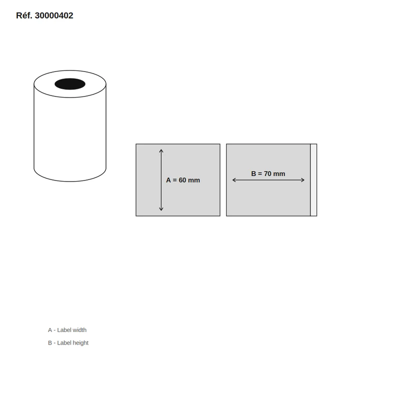 Étiquettes balance Digi 60x70 mm blanc - boîte de 50 rouleaux (500 étiq./rouleau) - Réf. 30000402
