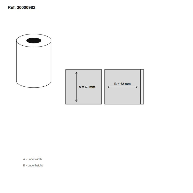 Étiquettes balance Digi 60x62 mm blanc - boîte de 50 rouleaux (700 étiq./rouleau) - Réf. 30000982
