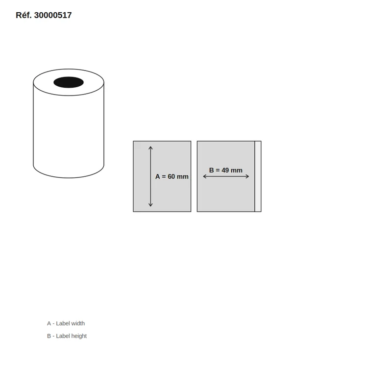 Étiquettes balance Digi 60x49 mm blanc - boîte de 50 rouleaux (500 étiq./rouleau) - Réf. 30000517