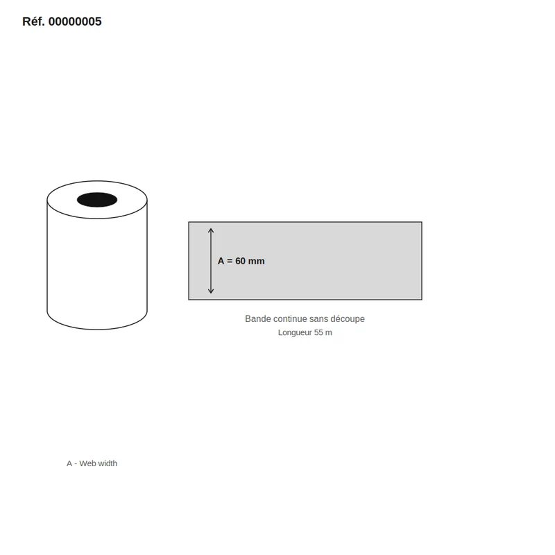 Étiquettes balance Digi 60 mm blanc 55 m - boîte de 40 rouleaux - Réf. 00000005