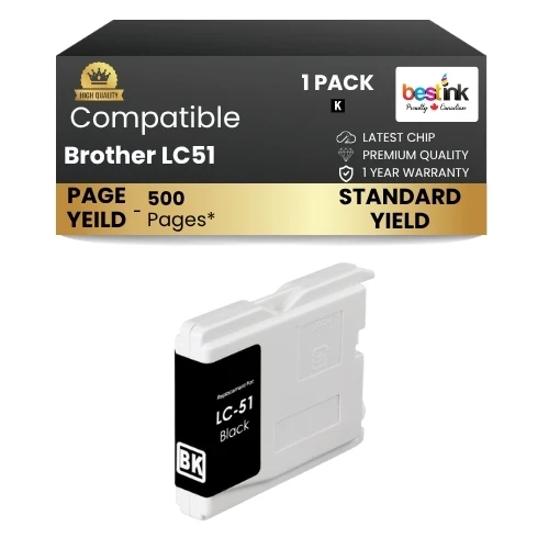 Brother LC51 Compatible Ink Cartridge Black ( 1 Pack ) Standard Yield