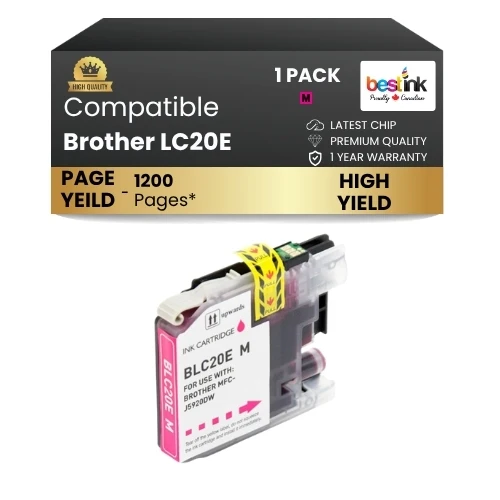 Brother LC20E Compatible Ink Cartridge Magenta ( 1 Pack ) Super High-Yield