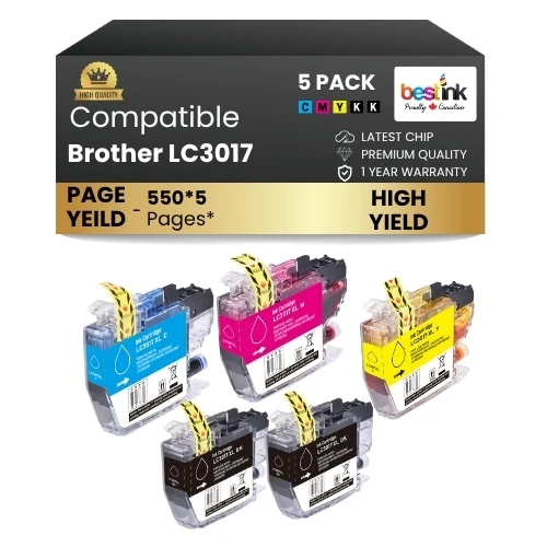 Brother LC3017 Compatibel Ink Cartridge BK/C/M/Y ( 5 Pack ) High Yield