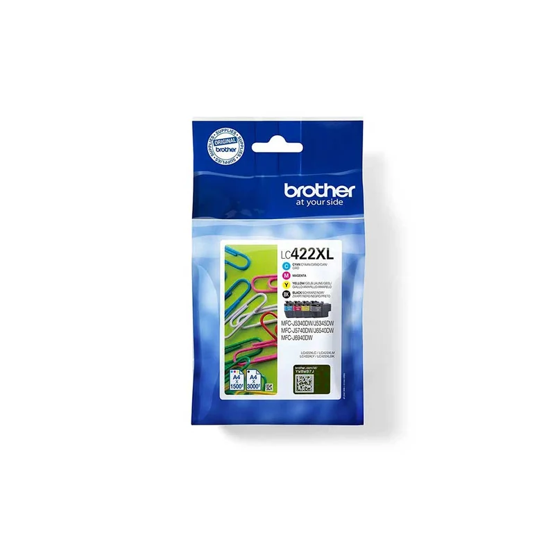 Pack encres Brother LC422XLVAL cartouches d'origine - Noir & Couleurs - LC422XLVAL