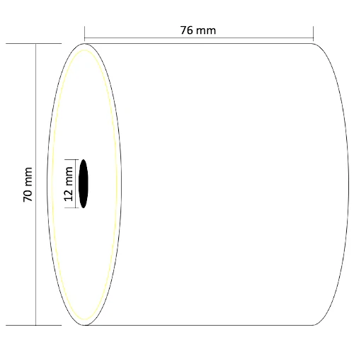 Lot de 50 bobines papier 2 plis autocopiant blanc - jaune SBPA pour imprimante 75/70/12