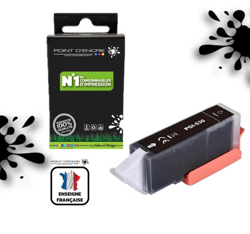PGI-530 - NOIR - Grande capacité de Marque Française POINT D'ENCRE Pour imprimante compatible CANON (cec)