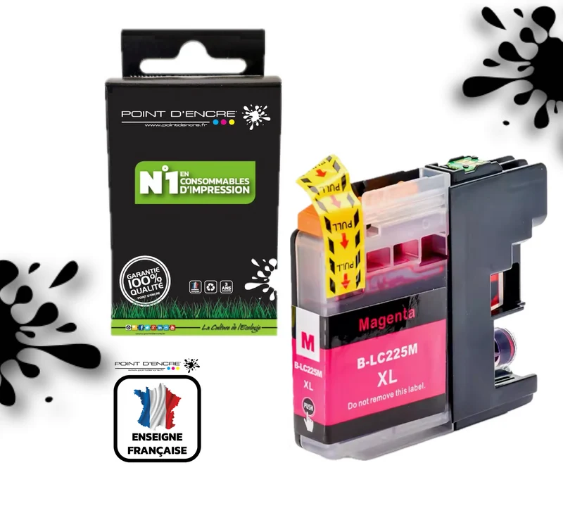 LC225XL - MAGENTA - Grande capacité de Marque Française POINT D'ENCRE Pour imprimante compatible BROTHER (ceb)