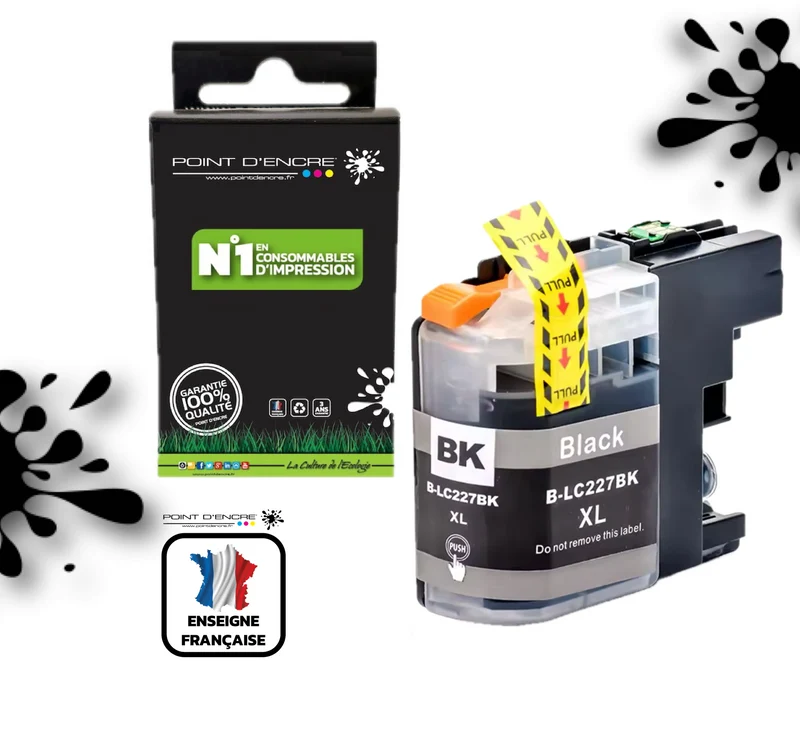 LC227XL - NOIR - Grande capacité de Marque Française POINT D'ENCRE Pour imprimante compatible BROTHER (ceb)
