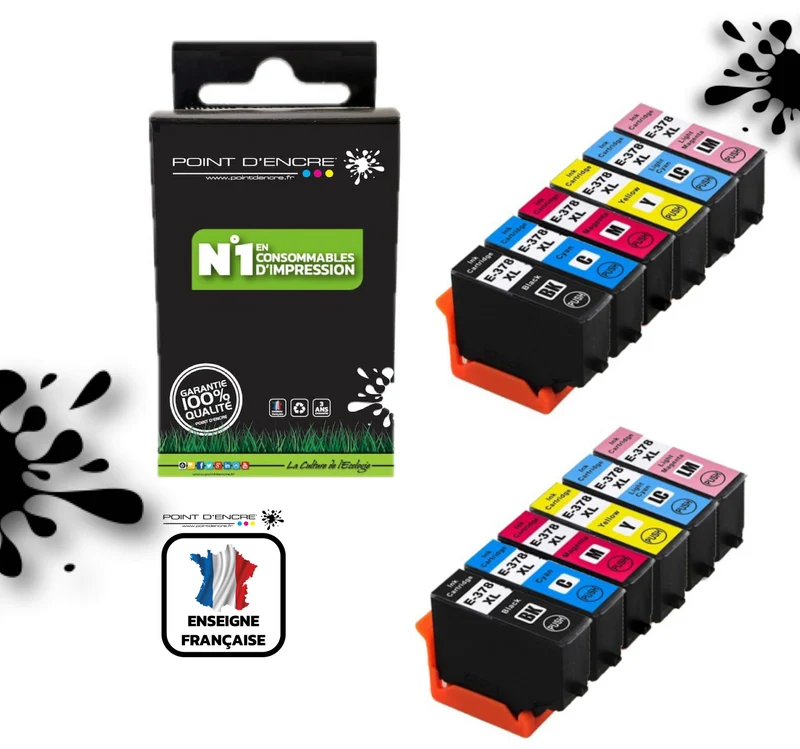 378XL - écureuil - 2 X NOIR / CYAN / MAGENTA / JAUNE - pointdencre-pe - Grande capacité de Marque Francaise POINT D'ENCRE Pour imprimante compatible EPSON (eep)