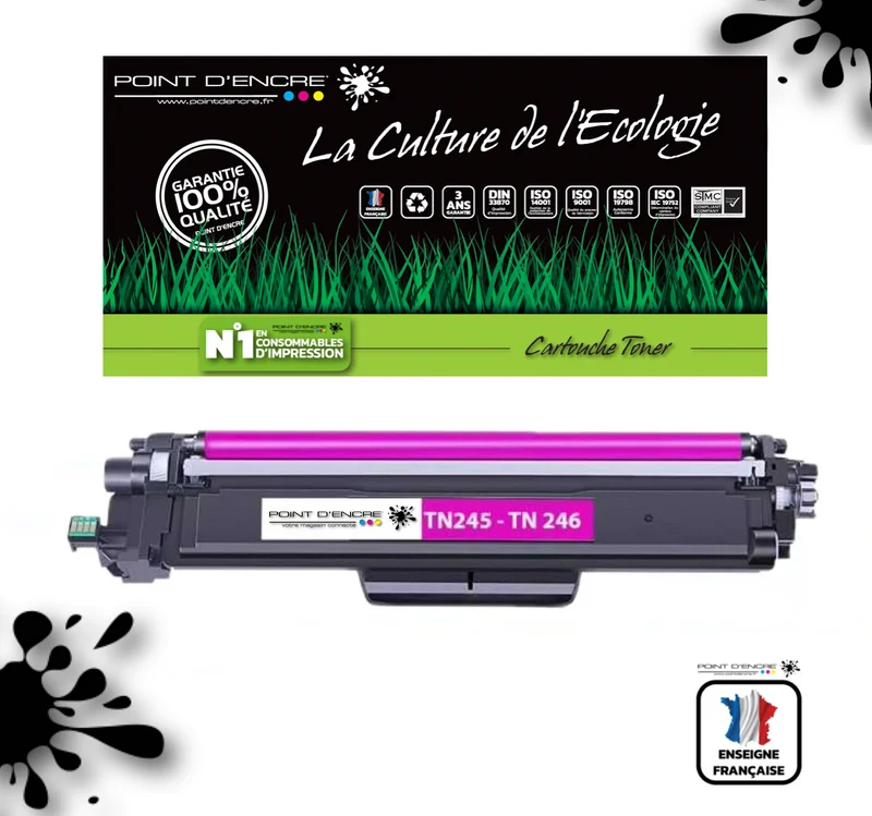 TN241 / TN245 / TN242 / TN246 - MAGENTA - Grande capacité Marque Francaise POINT D'ENCRE pour Imprimantes compatibles Brother (clbr)