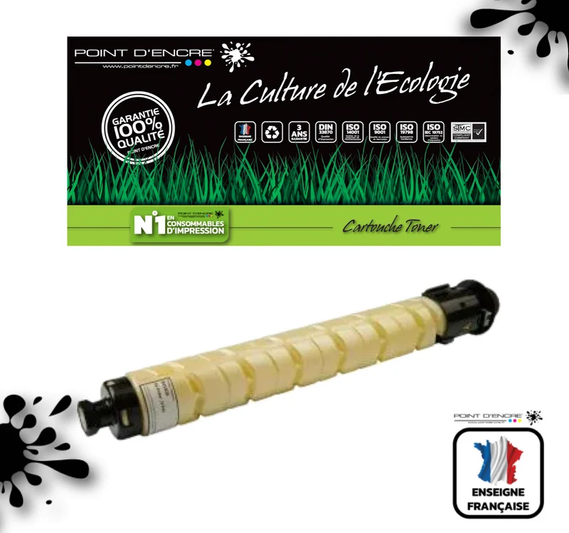841926 - JAUNE - Grande capacité de Marque Française POINT D'ENCRE Pour imprimante compatible Ricoh (clric)