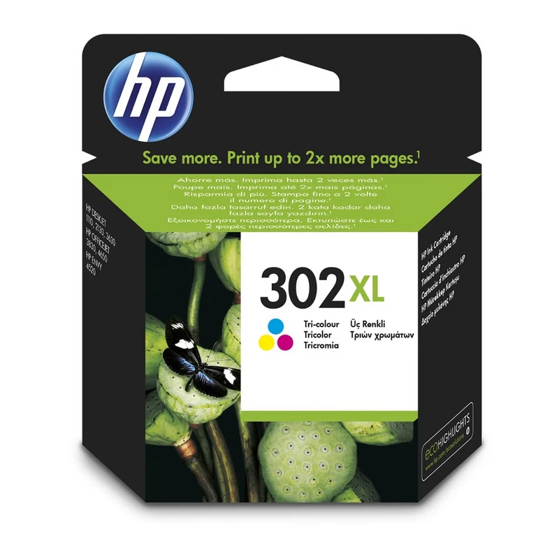 Cartouche d'encre 3 couleurs d'origine HP 302XL - F6U67AE
