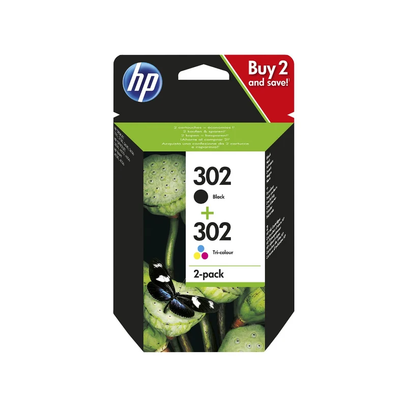 Pack de 2 cartouches d'encre - 1 noire et 1 couleur d'origine HP 302 - X4D37AE