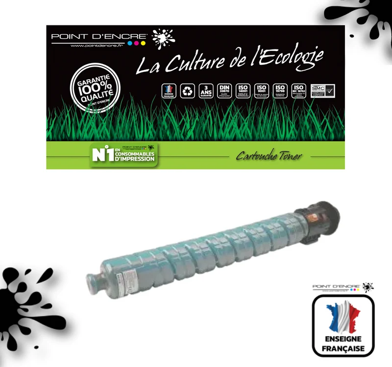 841928 - CYAN - Grande capacité de Marque Française POINT D'ENCRE Pour imprimante compatible Ricoh (clric)