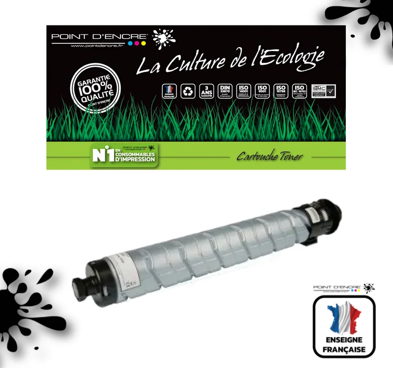 841925 - NOIR - Grande capacité de Marque Française POINT D'ENCRE Pour imprimante compatible Ricoh (clric)