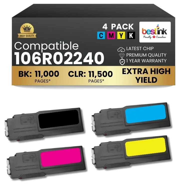 Compatible Xerox 106R02240/106R02239/106R02238/106R02237 BKCMY Extra High Yield 4 Pack