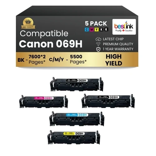 CANON 069H Compatible Toner Cartridge BK/C/M/Y ( 5 Pack ) High Yield