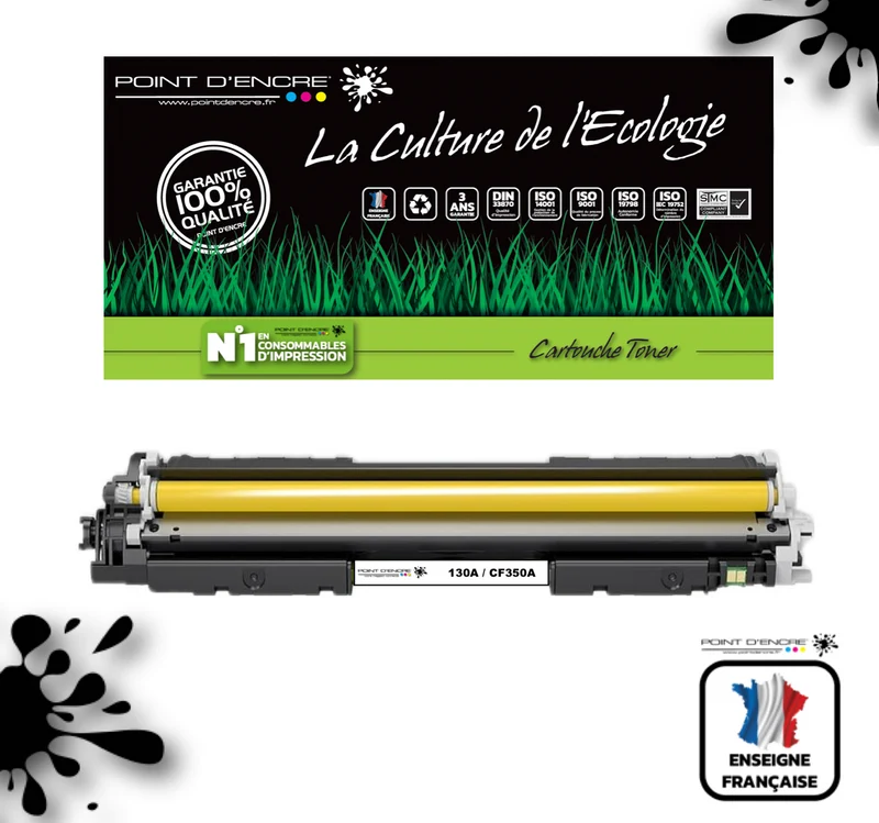130A / CF350A - JAUNE - Grande capacité Marque Francaise POINT D'ENCRE pour Imprimantes compatibles HP (clhp)