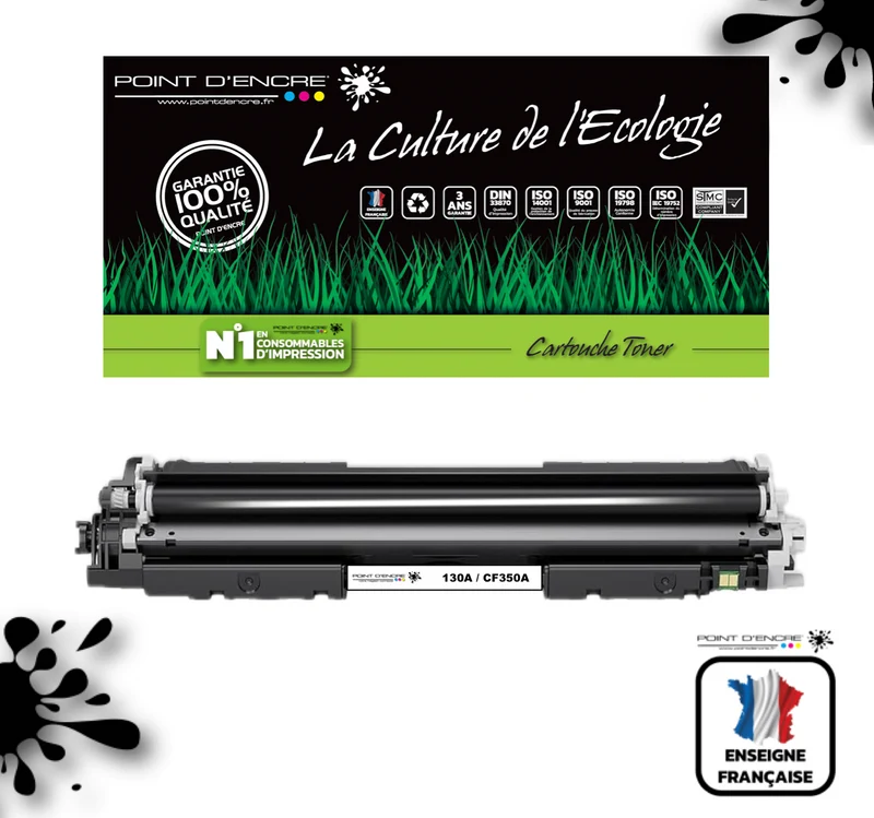 130A / CF350A - NOIR - Grande capacité Marque Francaise POINT D'ENCRE pour Imprimantes compatibles HP (clhp)
