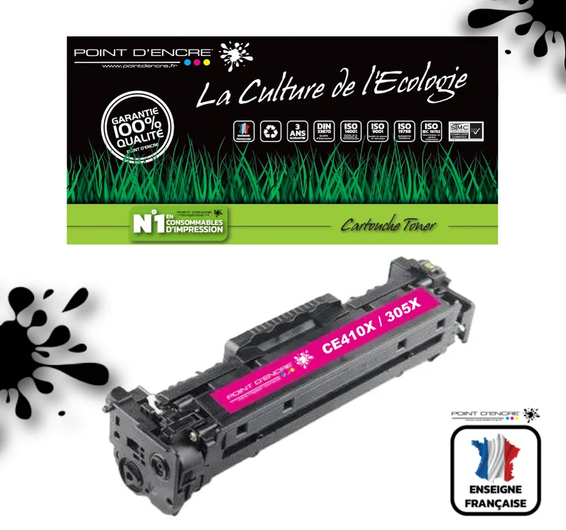 305X / CE410X - MAGENTA - Grande capacité Marque Francaise POINT D'ENCRE pour Imprimantes compatibles HP (clhp)