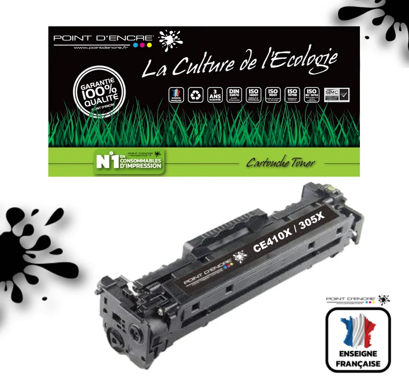 305X / CE410X - NOIR - Grande capacité Marque Francaise POINT D'ENCRE pour Imprimantes compatibles HP (clhp)