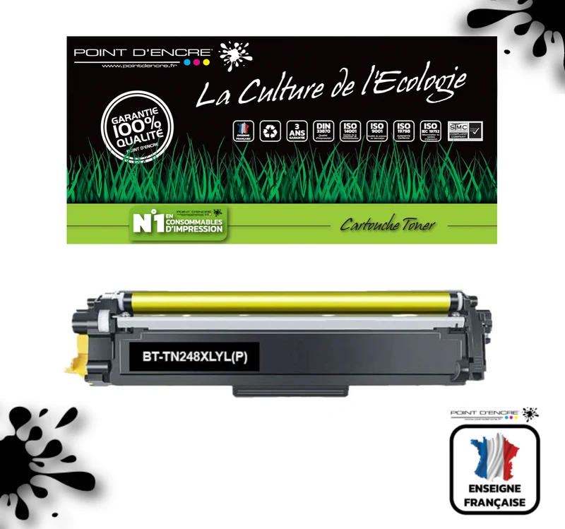 TN248XL - JAUNE - Grande capacité Marque Francaise POINT D'ENCRE pour Imprimantes compatibles Brother (clbr) (Copie)
