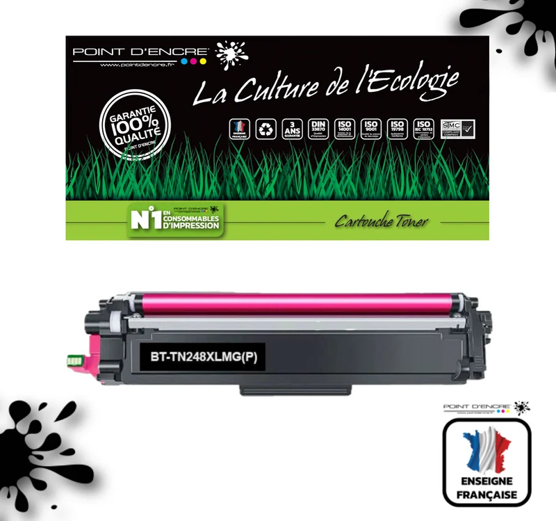 TN248XL - MAGENTA - Grande capacité Marque Francaise POINT D'ENCRE pour Imprimantes compatibles Brother (clbr)
