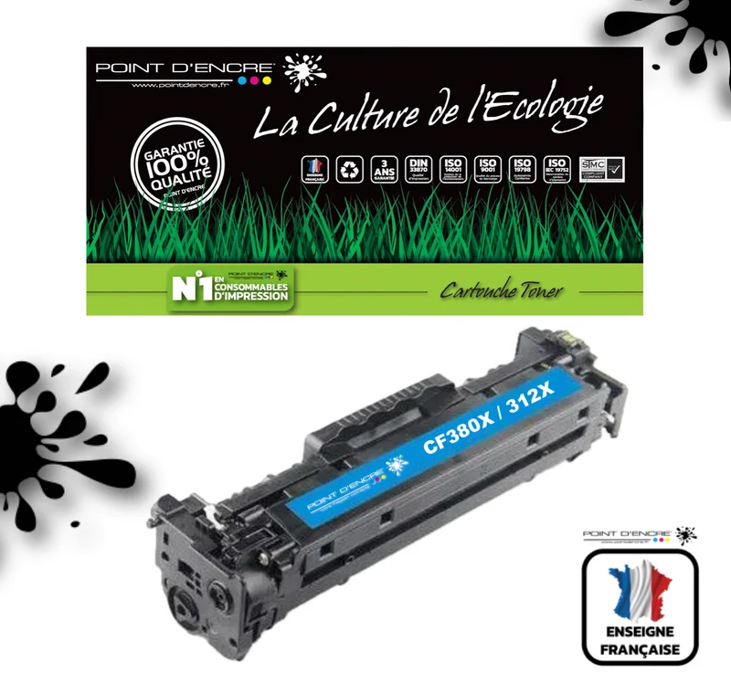 312X / CF380X - CYAN - Grande capacité Marque Francaise POINT D'ENCRE pour Imprimantes compatibles HP (clhp)