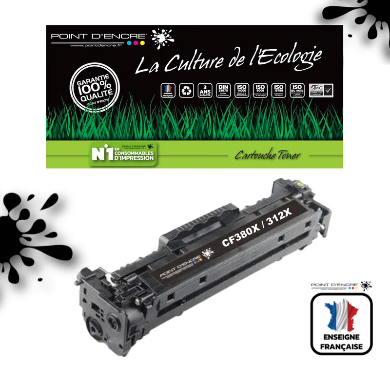 312X / CF380X - NOIR - Grande capacité Marque Francaise POINT D'ENCRE pour Imprimantes compatibles HP (clhp)