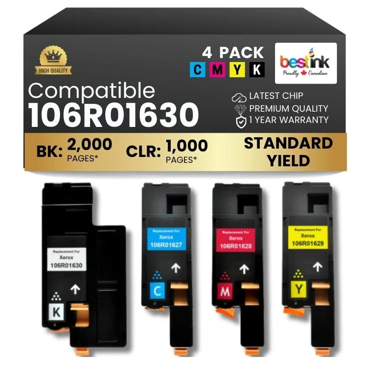Compatible Xerox 106R01627/106R01628/106R01629/106R01630 Toner Cartridge 4 Pack