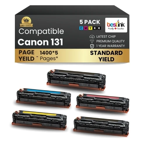 Canon 131 Compatible Toner Cartridge BK/C/M/Y ( 5 Pack ) Standard Yield