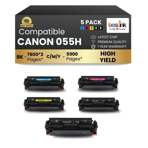 CANON 055H Compatible Toner Cartridge BK/C/M/Y (5 Pack ) High Yield