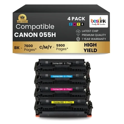 CANON 055H Compatible Toner Cartridge BK/C/M/Y (4 Pack ) High Yield