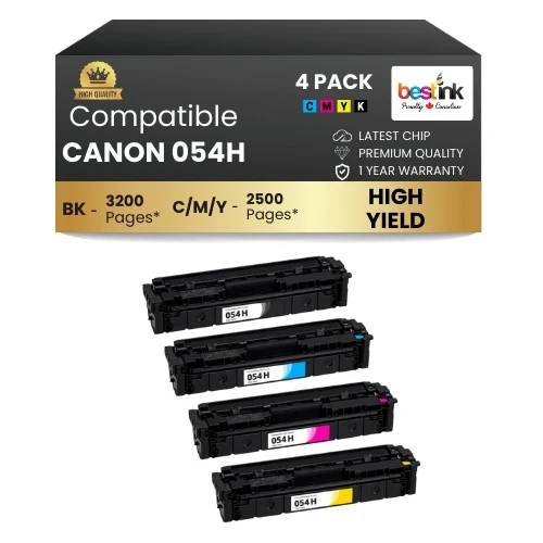 CANON 054H Compatible Toner Cartridge BK/C/M/Y ( 4 Pack ) High Yield