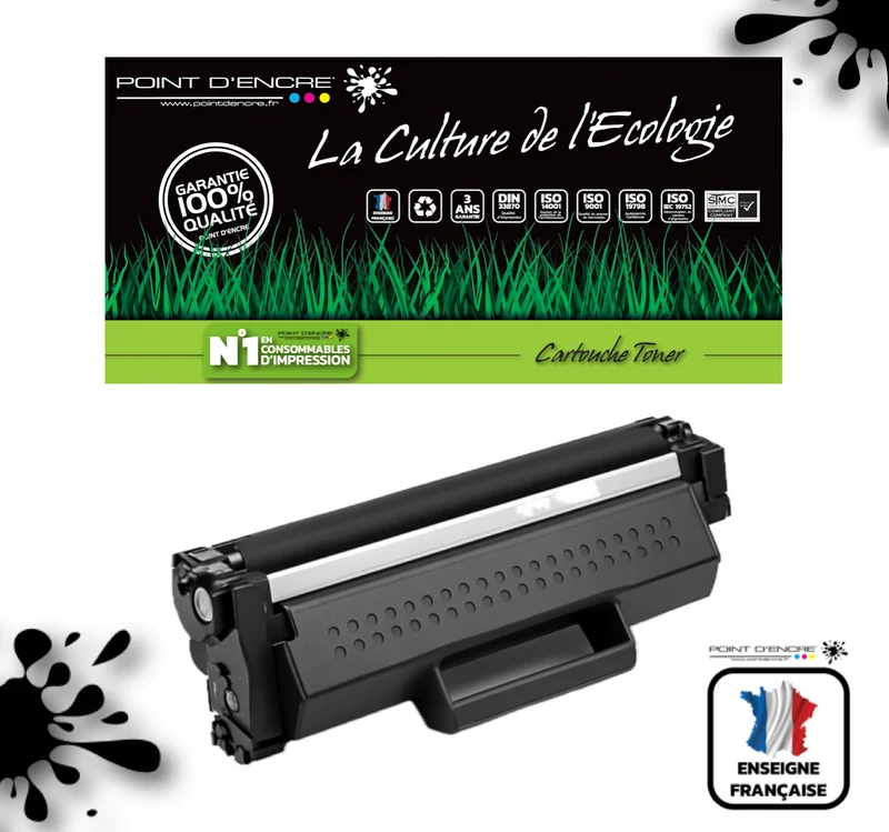 TN1150 - Noir - Grande capacité Marque Francaise POINT D'ENCRE pour Imprimantes compatibles Brother (clp)