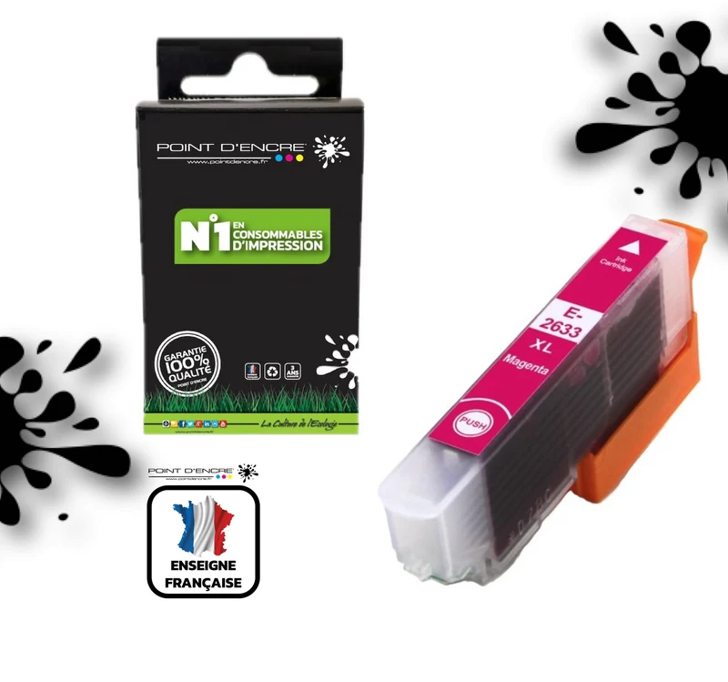 26XL - Ours - MAGENTA - Grande capacité de Marque Francaise POINT D'ENCRE Pour imprimante compatible EPSON (cee)