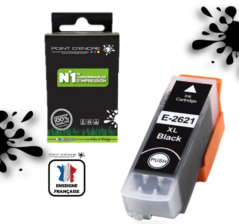 26XL - Ours - NOIR - Grande capacité de Marque Francaise POINT D'ENCRE Pour imprimante compatible EPSON (cee)