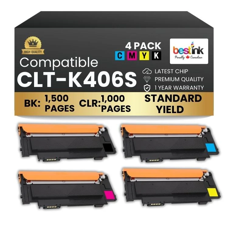 Compatible Samsung CLT-K406S Black/Cyan/Magenta/Yellow Toner 4 Pack