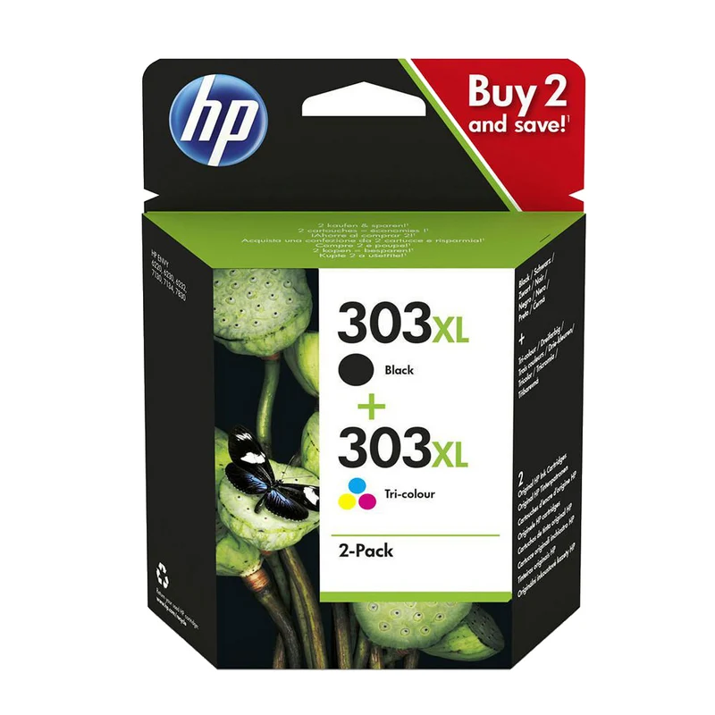 Pack de 2 cartouches d'encre - 1 noire et 1 couleur d'origine HP 303XL - 3YN10AE
