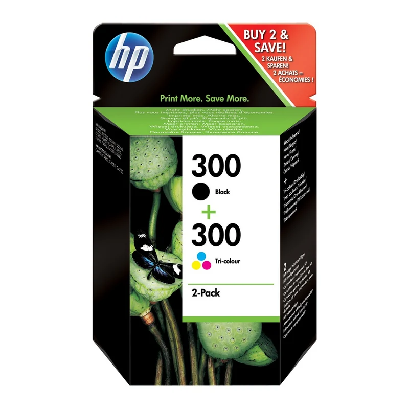 Pack de 2 cartouches d'encre - 1 noire et 1 couleur d'origine HP 300 - CN637EE