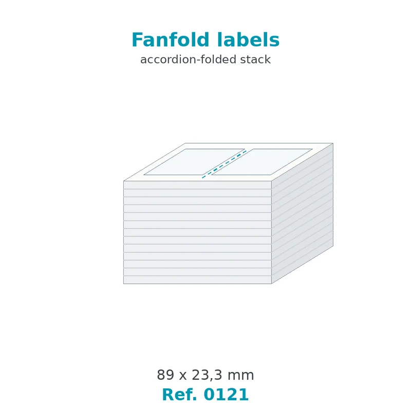 Paravent d'étiquettes velin blanc 89 x 23,3 mm - carton de 500 paravents - Réf. 0121