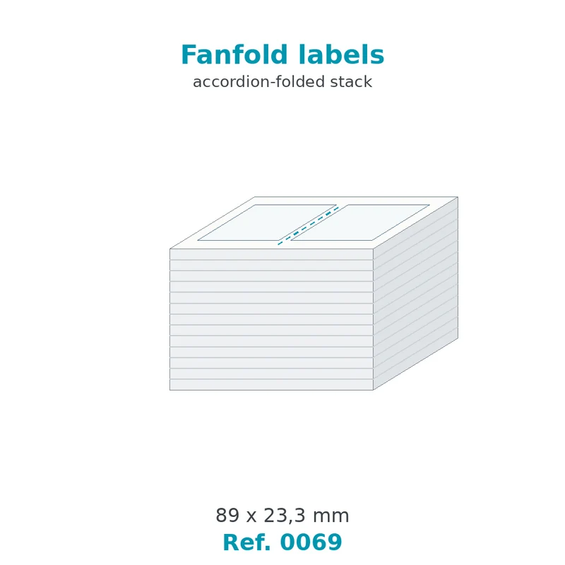 Paravent d'étiquettes velin blanc 89 x 23,3 mm - carton de 500 paravents - Réf. 0069