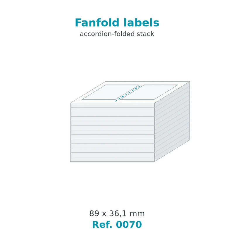 Paravent d'étiquettes velin blanc 89 x 36,1 mm - carton de 500 paravents - Réf. 0070