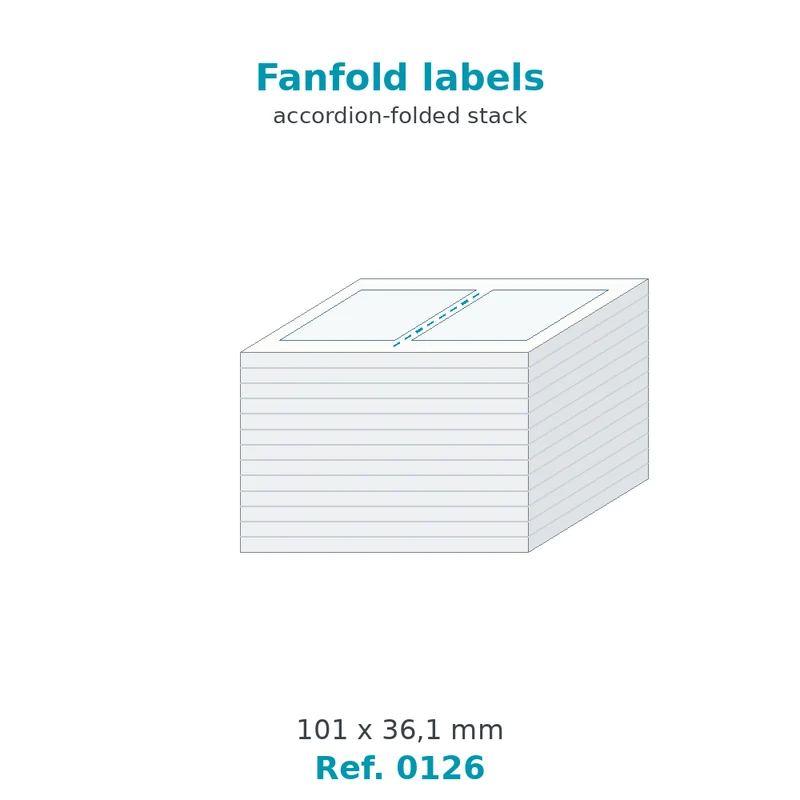 Paravent d'étiquettes velin blanc 101 x 36,1 mm - carton de 500 paravents - Réf. 0126