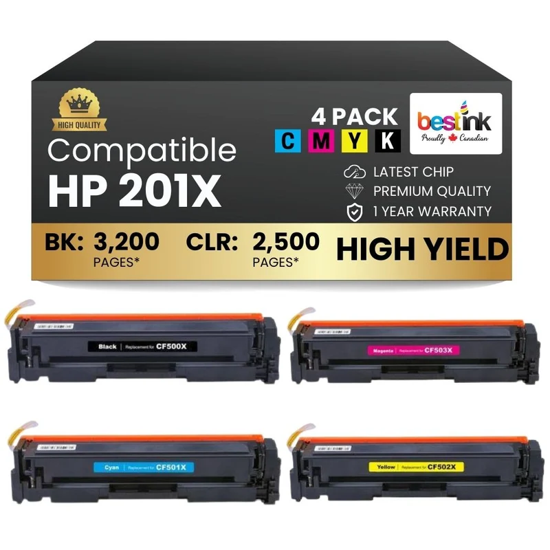 Compatible HP 202X Toner Cartridge Combo High Yield BK/C/M/Y (4 Pack)